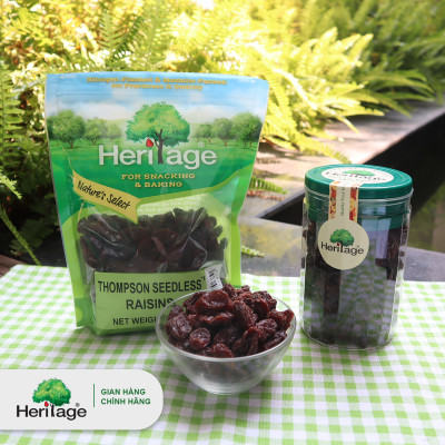 Nho Thomson khô không hạt loại 1,  size lớn Heritage chính hãng , hủ 300g,gói 500g, 1kg - THOMPSON SEEDLESS RAISINS