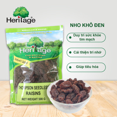 Nho Thomson khô không hạt loại 1,  size lớn Heritage chính hãng , hủ 300g,gói 500g, 1kg - THOMPSON SEEDLESS RAISINS