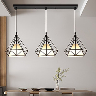 Bộ 3 đèn thả treo trần KIM CƯƠNG độc đáo - kèm bóng LED và đế ốp trần