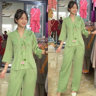 ĐỒ LAM ĐI CHÙA  Sen Lụa Pháp Cao Cấp