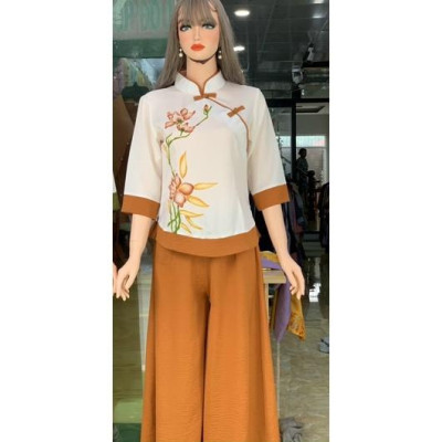 Đồ Lam Đi Chùa # Tàu Lụa Quần Váy # Hoa Sen iN # Quần Áo Nữ # Đồ Bộ Nữ