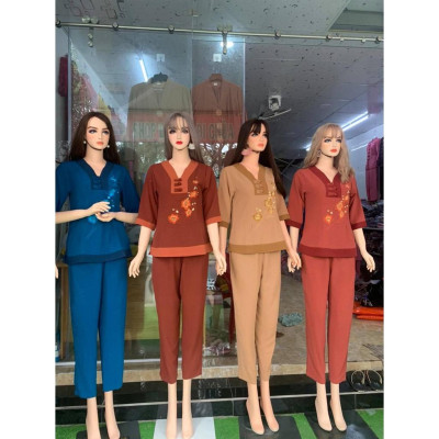 ĐỒ LAM ĐI CHÙA  Cổ Chữ Y Vải Đũi