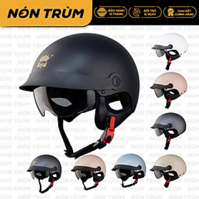 Mũ bảo hiểm 1/2 Royal M163LT có lưỡi trai kèm kính âm che nắng cho nam nữ đi xe máy