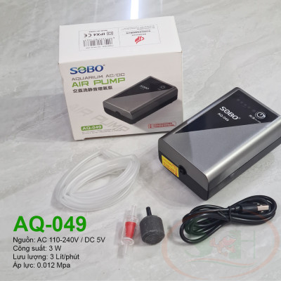 Máy sủi tích điện Sobo AC/DC Air Pump AQ series sục oxy 1 2 vòi bể cá tép thủy sinh cảnh