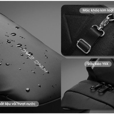 Túi Đeo Chéo 11 Inch có cổng sạc USB, vải trượt nước, nhiều ngăn phụ tiện ích KINGBAG JULIUS I - Hàng Chính Hãng