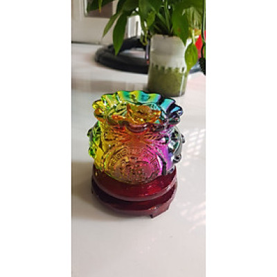 Tượng Phong Thủy Thố tụ tài tứ quý tài lộc mới màu tứ quý sáng đẹp 10 thỏi xiền vàng đá lưu ly tự nhiên đế gỗ size trung đk 11cm Cao 11cm cả đế  thố cao 7,5cm Mệnh Kim Mộc Thủy Hỏa Thổ đặt bàn làm việc bàn thờ thần tài có ý nghĩa trong việc tăng tài vận ạ