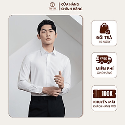 Áo sơ mi trắng nam tay dài không túi cao cấp vải Bamboo | Thiết kế trẻ trung, thanh lịch - Thời trang Công Sở/Dạo phố