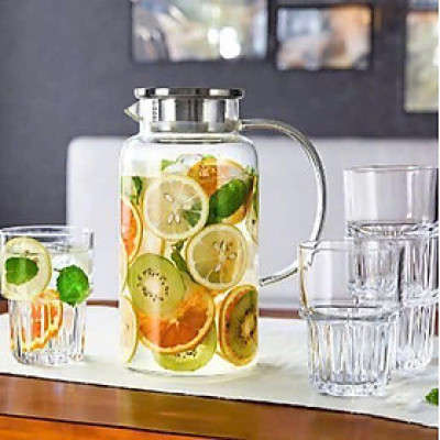 Bộ bình, ly thủy tinh cao cấp King (1 bình 1,9L + 4 ly 340ml) hàng chính hãng