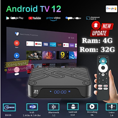 Android Tivi Box Z8 Pro - Ram 4G/32G - Bluetooth - Netflix - Remote Tìm Kiếm Giọng Nói - Hàng Nhập Khẩu
