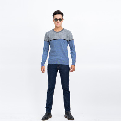 Áo len nam dài tay cổ tròn màu xanh dương NOVELTY 180591T