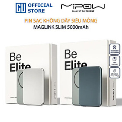 Pin Dự Phòng Không Dây MIPOW MAGLINK SLIM 5000 mAh SPQ02 Sạc Nhanh 20W Thiết Kế Siêu Mỏng Sạc Từ Tính Không Dây Hàng Chính Hãng