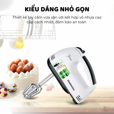 Máy đánh trứng Daewoo DWHM-318 công suất 150w kèm qua đánh inox - Hàng chính hãng