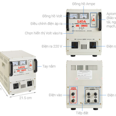 Ổn áp lioa 3kva model DRI - 3000II đời mới nhất dây đồng 100%