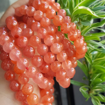 Vòng đeo tay nữ chuỗi mới đá mã não hồng cam bóng mượt đẹp size vòng hạt 10mm nam nữ mệnh hỏa mệnh thổ đeo ạ