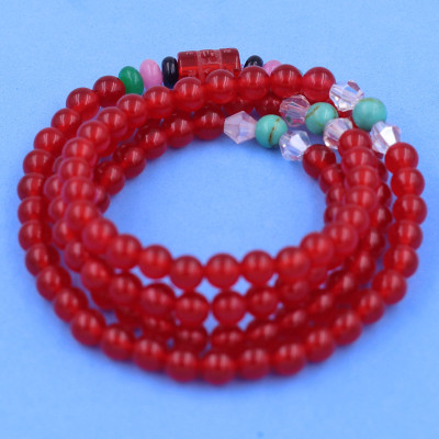 Vòng chuỗi 108 hạt đá thạch anh đỏ charm lục tự chân ngôn - hạt 8 ly ( size lớn ), vòng chuỗi niệm Phật, vòng chuỗi đeo tay
