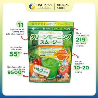 Bột chất xơ Green Morning Smoothie FINE JAPAN từ lúa mạch và rau củ gói 200g