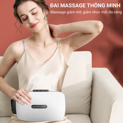 Máy Massage Bụng tan Mỡ, Đai Massage Đánh Tan Mỡ Bụng Cao Cấp Có Đèn Hồng Ngoại Tích Hợp Đá Nóng Giúp tan mỡ bụng 