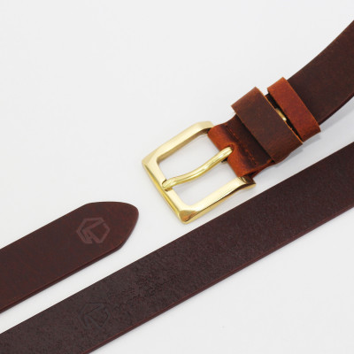 Thắt lưng nam da bò sáp khóa đồng  AT Leather S4K-03