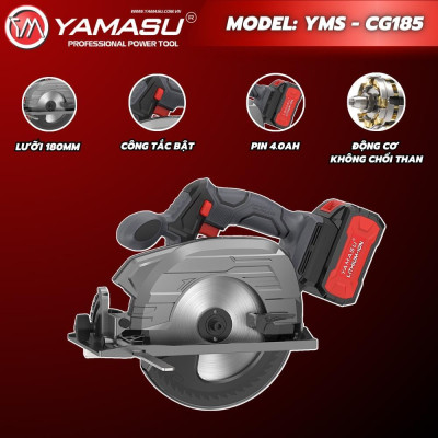 MÁY CẮT GỖ PIN 20V 4000 MAH 180MM YMS-CG185 YAMASU - HÀNG CHÍNH HÃNG