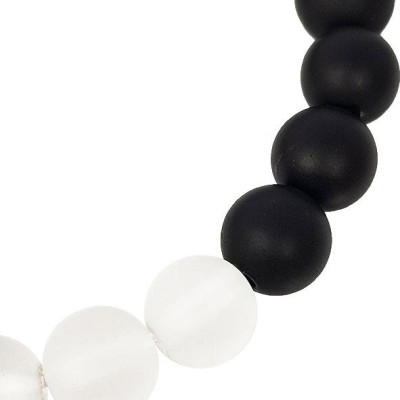 Vòng Tay Đá Nham Thạch Mix Thạch Anh Trắng Mệnh Thủy Charm Hoa Tuyết Laliz NR.01