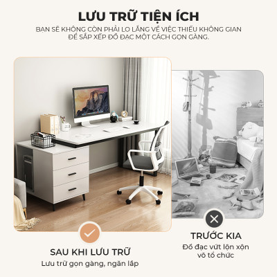 Bàn làm việc kèm tủ hồ sơ đa năng chất liệu gỗ MDF phủ melamine thương hiệu IGA - GM196