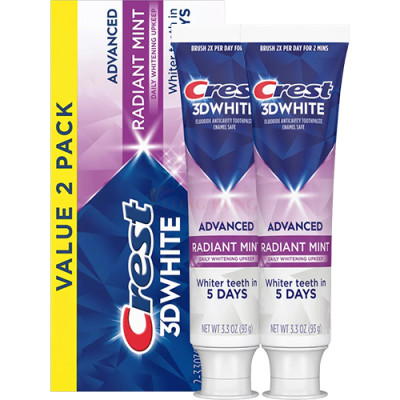  Combo kem đánh răng Crest 3D White Radiant Mint (93g x 2) - Hàng chính hãng