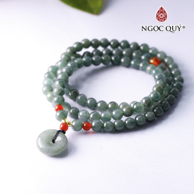 Chuỗi cổ đồng điếu đá cẩm thạch nước ngọc hạt 6mm mệnh hỏa, mộc - Ngọc Quý Gemstones