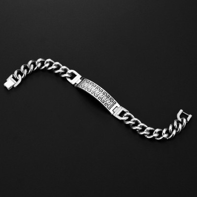  Lắc tay nam thời trang mặt chữ nhật viền mê cung phong cách sành điệu MST93