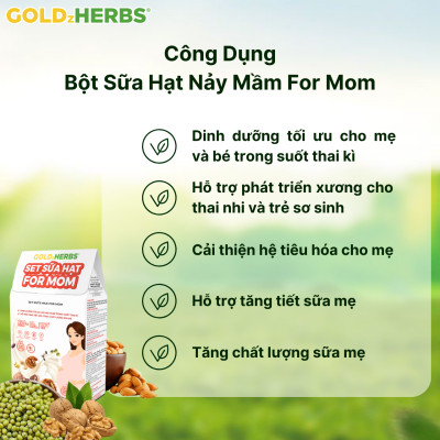 Set sữa hạt cung cấp dưỡng chất toàn diện cho mẹ mang thai và cho con bú GoldzHerbs For Mom – 14 gói/ 500g
