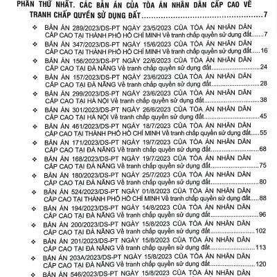 Tuyển Tập Các Bản Án Của Tòa Án Nhân Dân Cấp Cao Về Quyền Sử Dụng Đất Và Tài Sản Gắn Liền Với Đất (Dành Cho Thẩm Phán, Thẩm Tra Viên, Hội Thẩm, Kiểm Sát Viên, Luật Sư Và Các Học Viên Tư Pháp)