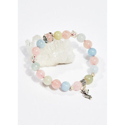 Vòng tay phong thủy nữ đá beryl charm hồ ly 8mm - Ngọc Quý Gemstones