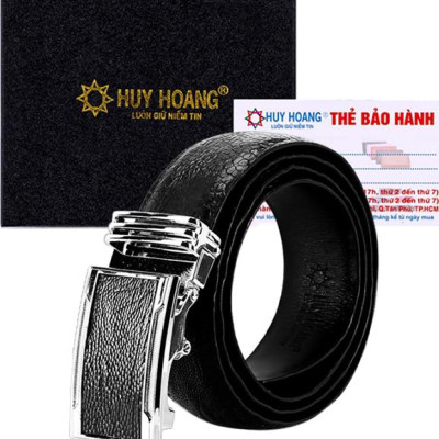 Thắt Lưng Nam Da Đà Điểu Trơn Huy Hoàng HT4409 - Đen