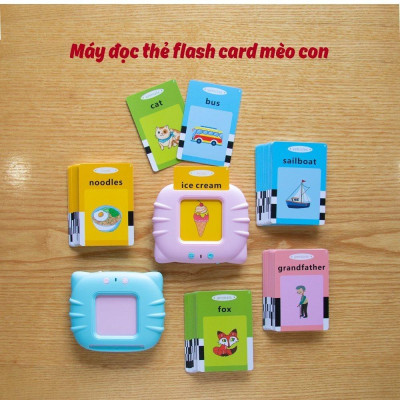 Máy đọc thẻ flash card mèo con 224 từ vựng song ngữ anh việt cho bé - đồ chơi trẻ em giáo dục