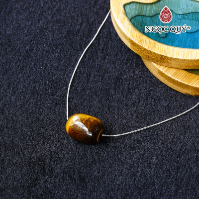 Dây chuyền bạc lu thống thạch anh anh mắt hổ vàng nâu mệnh thổ, kim - Ngọc Quý Gemstones