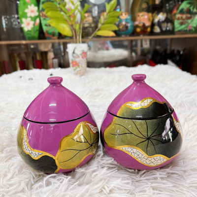 Hủ mận sơn mài Thanh Bình Lê họa tiết phong phú đựng kẹo mứt, trang trí văn phòng, nhà cửa, làm quà tặng ý nghĩa