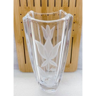 LỌ CĂM HOA THỦY TINH 4 CẠNH HOA MÀI 30CM