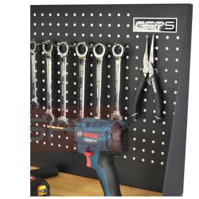 Bộ 2 Tủ dụng cụ CSPS 122cm 05 hộc kéo màu đen mặt ván gỗ kèm vách lưới