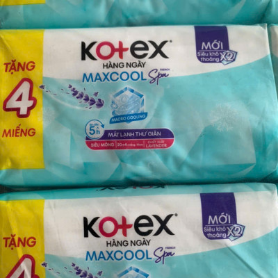 1 Gói Băng Vệ Sinh Kotex Hàng Ngày MaxCool siêu mỏng- Mỗi Gói 20 Miếng- HSD luôn mới