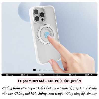 ốp lưng nhám chống sốc 2m từ tính cho iPhone 16 Pro Max / iP 16 pro hiệu HODA Magnetic Rough iring Xoay 360 độ, giá đỡ, sạc không dây nam châm N52, chống bám vân tay - Hàng nhập khẩu