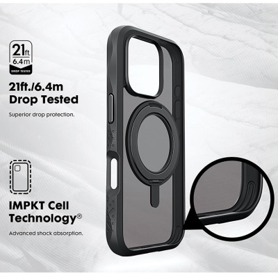 Ốp LAUT Crystal Matter Cho iPhone 16 Series Vòng MagSpin Tích Hợp Sạc Không Dây Xoay 360 Độ Làm Chân Đế Hàng Chính Hãng