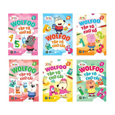 WOLFOO Combo 6 Tập Tô Chữ Cái và Chữ Số