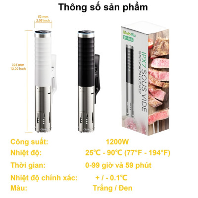 Máy nấu chậm Sous vide dùng cho gia đình thương hiệu Mỹ cao cấp BioloMix SV-9002 - Hàng nhập khẩu