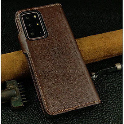 Bao da cho điện thoại Note20 Ultra, Note20 dạng ví da bò thật