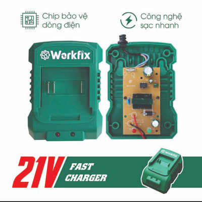 Sạc máy khoan - máy siết bulong - máy bắt vít - Workfik chân sạc phổ thông, sạc nhanh 2.0A - 3.0A - Sạc Đôi 2.5Ax2