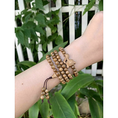 Vòng đeo tay, lắc tay quấn 3 vòng mix hồ ly phong thủy từ gỗ trầm hương tốc