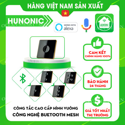 Công Tắc Cảm Ứng Thông Minh Bluetooth Mesh Hunonic Premium, Công Tắc Điều Khiển Từ Xa Qua Điện Thoại Hình Vuông - HNPREVD