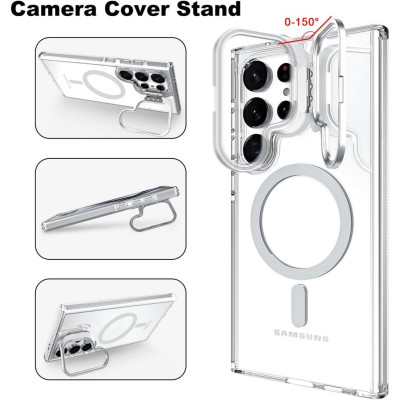 Ốp Lưng cho Samsung Galaxy S25 Ultra Trong Suốt Kiêm Giá Đỡ Raigor Inverse Rita Case Hỗ Trợ Sạc Không Dây Magnetic Viền Chống Sốc - Hàng chính hãng