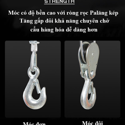 Bộ Tời Điện Kèm Rùa ABG PA200 (100/200kg) 20 Mét - Giúp Máy Tời Treo Nâng Hạ Vật Nặng Trong Nhà Xưởng Công Nghiệp Và Đời Sống Dễ Dàng, Nâng Kéo Linh Hoạt, Hiệu Quả Cao - Hàng Chính Hãng (Giao Màu Ngẫu Nhiên) 