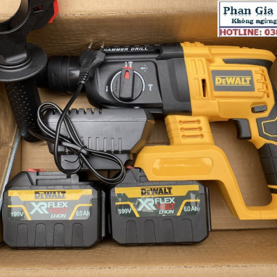 [LOẠI 1] Máy Khoan Đục Bê Tông 199V - 3 Chức Năng: Khoan, khoan búa, đục - Động Cơ Không Chổ Than 100% Lõi Đồng