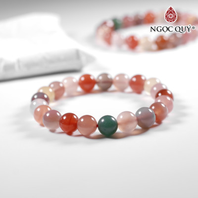 Vòng đá chalcedony đa sắc 9mm - Ngọc Quý Gemstones